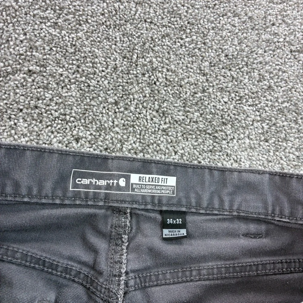Vintage Y2K Carhartt Carpenter Pants Mens 34x32 Gray Canvas Utility Workwear